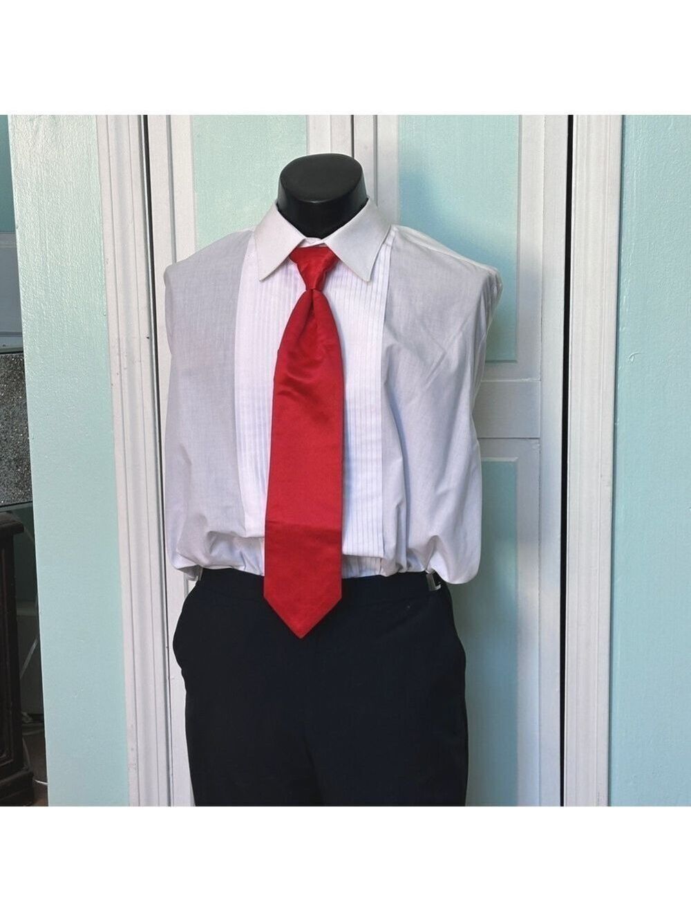 Scarlet Bright Red Apple Tie Wedding Prom Tuxedo Pre Tied clip adjustable